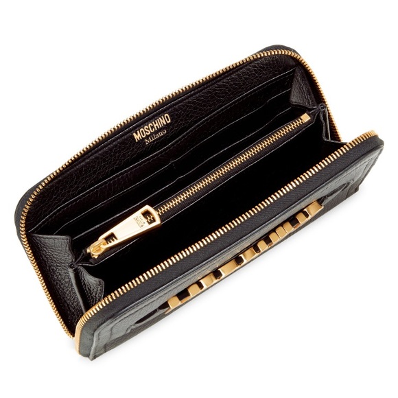 Moschino Pebbled Leather Zip-Around Wallet